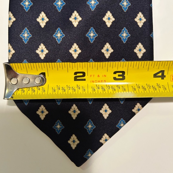 Italo Ferretti Navy Blue Patterned Silk Tie Made in Italy